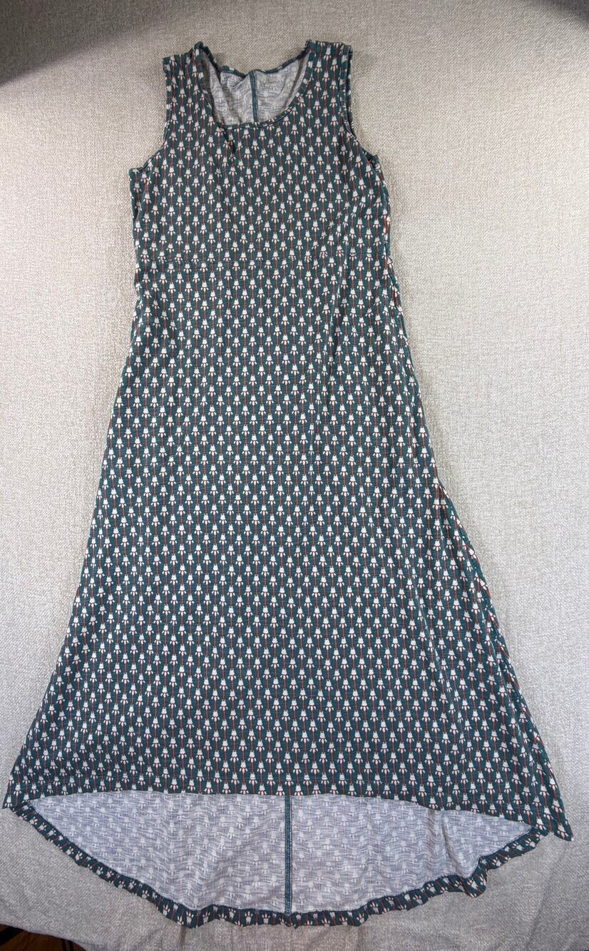 Duluth Trading Women's Small Green To N Flow Hi Lo Sleeveless Maxi Dress Casual
